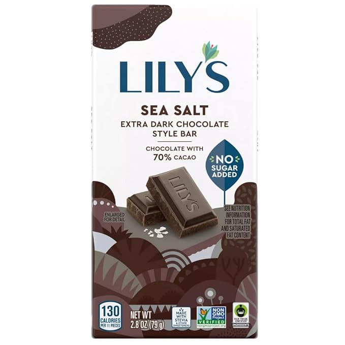 Lily’s Chocolate Bar Variety Pack Salted Chocolate Lovers – 6 Pack (Milk Salted Almond Dark 70% Sea Salt Dark Salted Almond)
