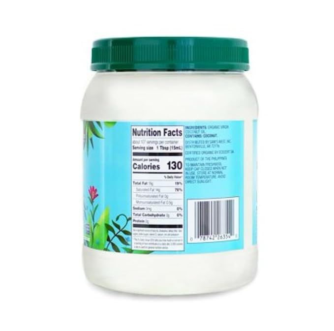 Organic Virgin Coconut Oil – Member Mark Quality Cold Pressed &amp Unrefined 56 oz Jar – Non-GMO Kosher Ideal for Cooking and Skin Care