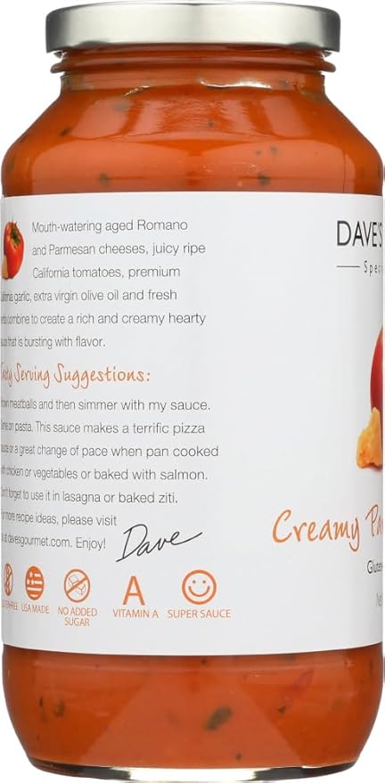 Dave's Gourmet Creamy Parmesan Romano Pasta Sauce Pack of 3