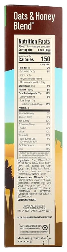 Moms Best Naturals Oats Honey Blend Fanily Size 18-Ounce (Pack of 14)