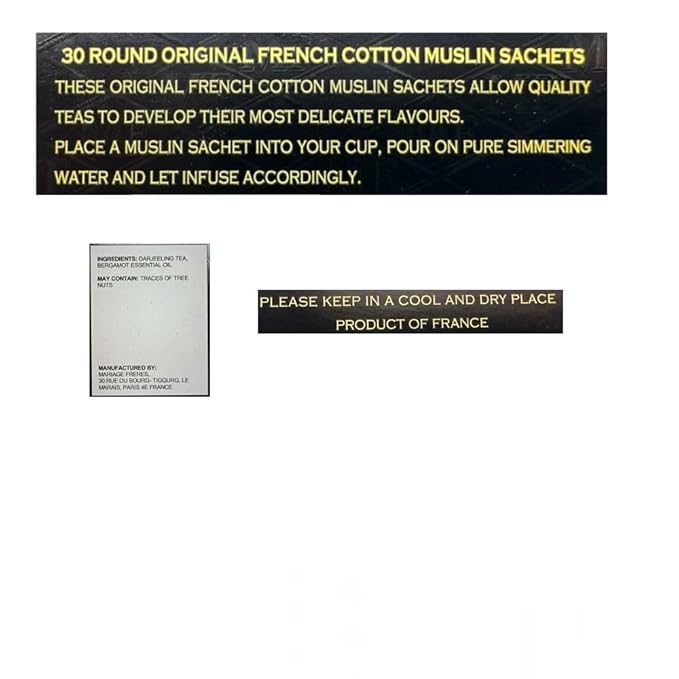 Mariage Freres Earl Grey Imperial 30 traditional cotton muslin tea bag sachets (1 Pack)