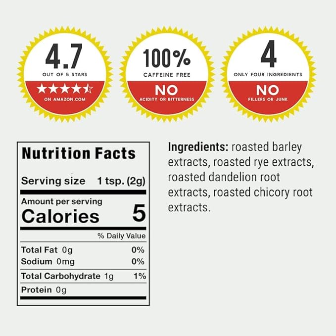 Two 50 Cup Bags of Organic Dandy Blend Instant Herbal Beverage with Dandelion - Two 3.53 oz. Bags