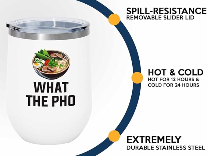 Ramen Lover White Edition Wine Tumbler 12oz - What the pho - Food Lovers chicken pumpkin vegan pantry spicy noodles