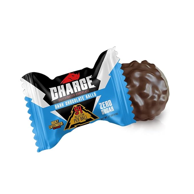 Charge Chocolate DARK CHOCOLATE 80 Count - 54mg Caffeine No Added Sugar Vegetarian - by Charge Caffeinated Chocolates