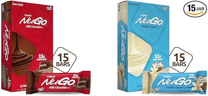NuGo Protein Bar Chocolate &amp Vanilla Yogurt 11g Protein 170 Calories Gluten Free 15 Count