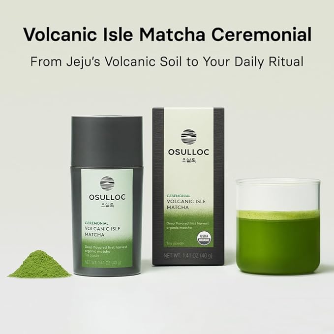 OSULLOC Volcanic Isle Matcha Powder Ceremonial Grade Korean Matcha for lattes Green tea powder from Jeju island (1.41oz 40g)