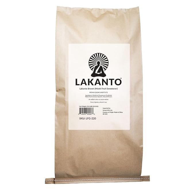 Lakanto Bulk Brown Monk Fruit Sweetener With Erythritol Brown Sugar Substitute for Baking Coffee Oatmeal &amp More Keto Friendly Low Calorie Low Carb Vegan Gluten Free (20 KG)