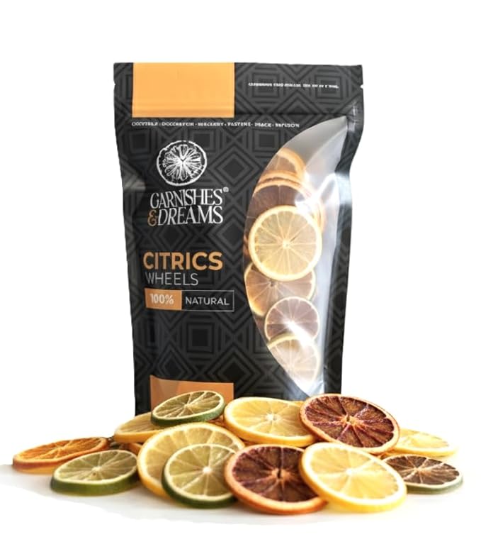 Garnishes &amp Dreams Citric Mix (9.5oz) – Dehydrated Lime Grapefruit Blood Orange &amp Orange Slices for Cocktails Mixology &amp Desserts Natural Citrus Garnish No Sugar Added Vegan Fruit Wh