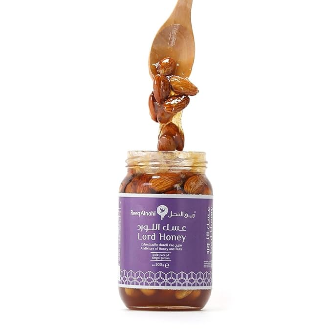 Reeq AlNahl Premium Natural Honey – 500g | Pure Fresh &amp Rich in Flavor | Perfect for Daily Use (with Nuts)