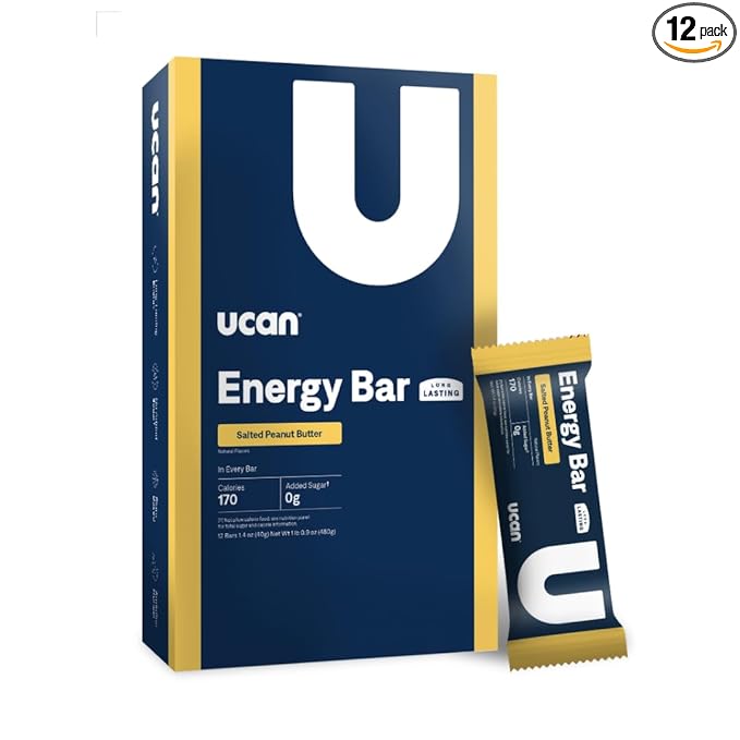 UCAN Energy Bars | Low Sugar Low Calories | Gut Friendly Caffeine-Free Vegan Non-GMO No Soy Keto Friendly | Running Cycling Fitness Pre &amp Post Workout | Salted Peanut Butter 12 Count