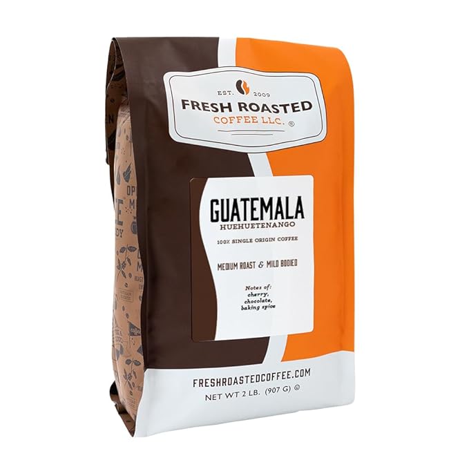 Fresh Roasted Coffee Guatemala Huehuetenango | 2 lb (32 oz) | Single Origin | Medium Roast | Kosher | Whole Bean