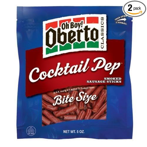 Oh Boy! Oberto Classics Cocktail Pep Bite Size Smoked Sausage Sticks 5 oz(Pack of 2)