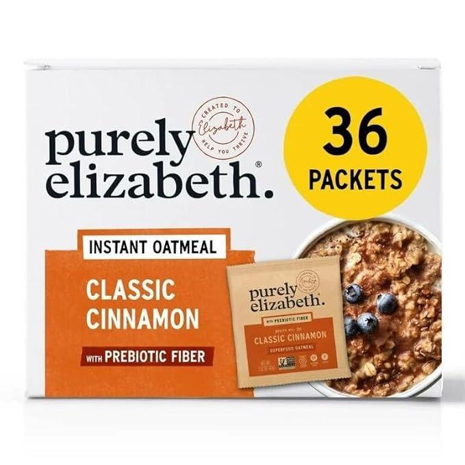 Purely Elizabeth Classic Cinnamon Superfood Oatmeal with Prebiotic Fiber Gluten Free &amp Non-GMO 9.12 Oz (Pack of 6) (6 Pack Classic Cinnamon)