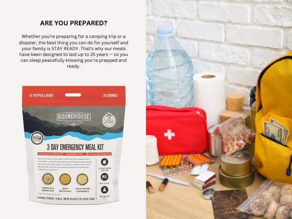 Roundhouse Provisions Survival Bundle - Basecamp Complete 3 Day Emergency Meal Kit Survival Mode Emergency Ration Bars