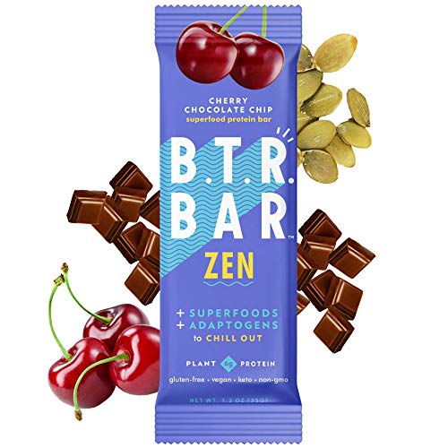 B.T.R. Nation Superfood Keto Protein Bars Plant Based Vegan Protein - Cherry Chocolate Chip ZEN | 12 Pack | Low Carb Food Low Calorie Gluten Free No Sugar Alcohols Boosted with Superfoods