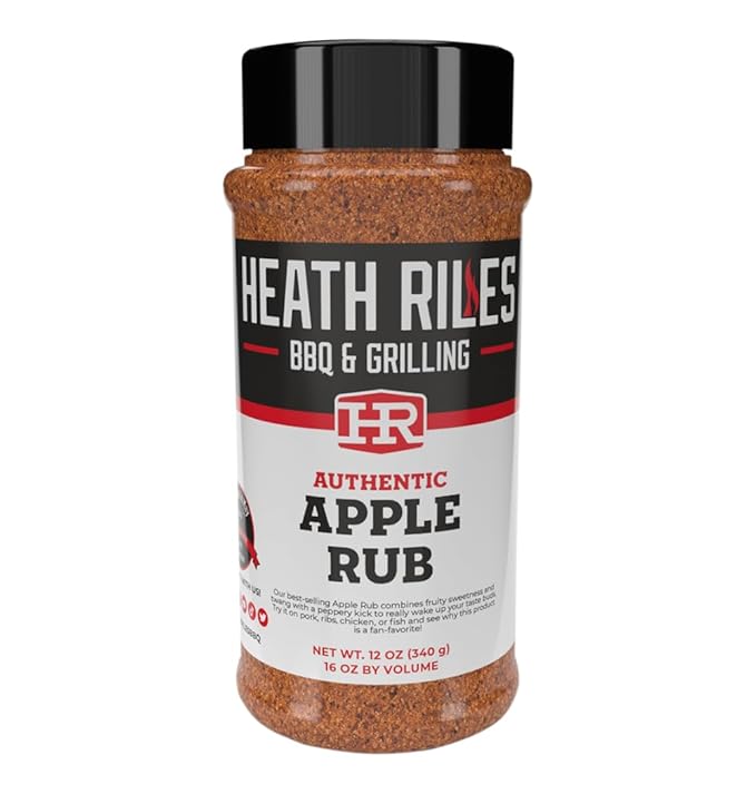Heath Riles BBQ Apple Rub Seasoning 12 oz Bundled with Heat Resistant Gloves