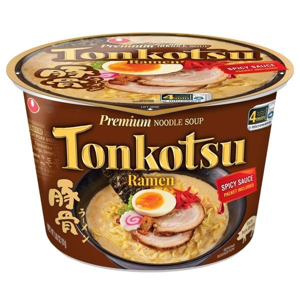 Tonkotsu Ramen Bowl  Premium Noodle Soup Rich Pork Broth Microwaves in 4 Minutes Spicy Sauce Packet  This Japanese style ramen has a creamy and rich pork broth that will transport you to your fav