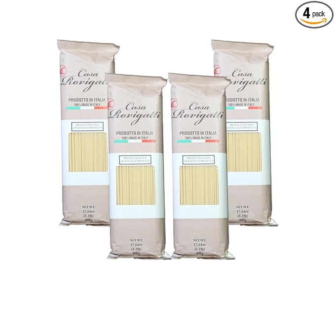 Casa Rovigatti Bronze Extruded Linguine Pasta Italian Artisanal 17.64oz 4 Pack