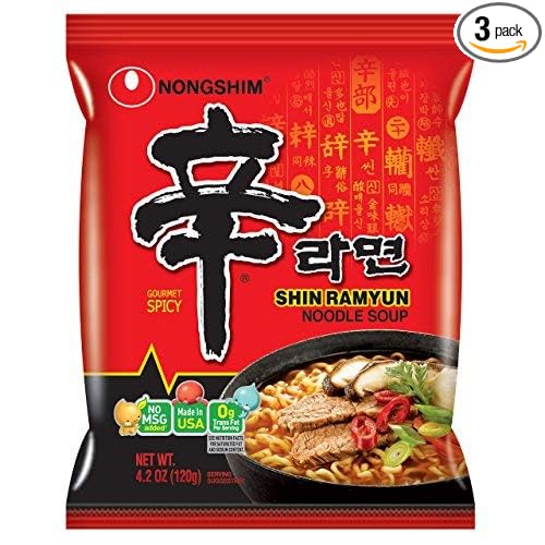 NongShim Shin Ramyun Noodle Soup Gourmet Spicy 4.2 Ounce (16 Pack)-SET OF 3