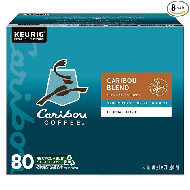 Worldwide Nutrition Bundle Compatible with Caribou Coffee K-Cups Medium Roast – Ground Coffee with Sweet Spicy &amp Berry Notes – 80 Count Single-Serve Pods Caribou Blend Coffee K-Cups with Keychain