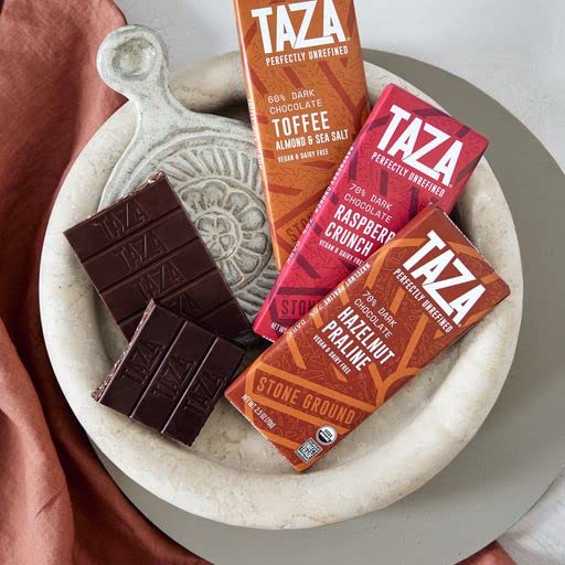 Taza Chocolate Organic Amaze Bar 70% Dark Stone Ground Hazelnut Praline 2.5 Ounce (10 Count) Vegan