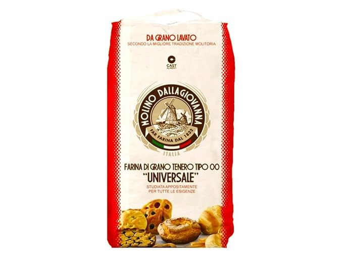 Molino Dallagiovanna All Use Universale Cold Water washed Italian Baking Flour 5kg bakers bag 11 lbs Non GMO No bleaching No potassium bromate No Glyphosate