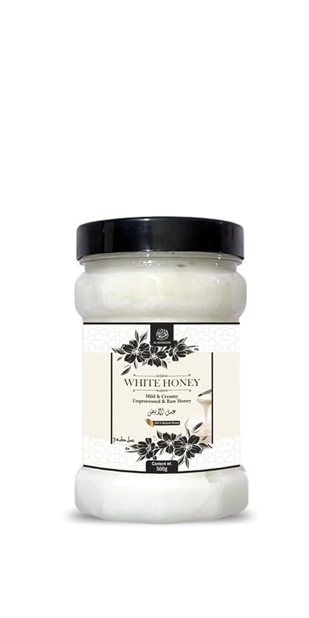 AL MASNOON White Honey – 500g | Crystal Creamy &amp Unprocessed Raw Honey | 100% Pure Natural Chemical-Free &amp Unheated | Rich Taste Immunity Booster Healthy Sweetener – Pack of 1