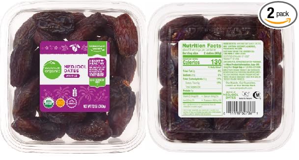 Organic Whole Medjool Dates (Pack of 2 12 oz. each)