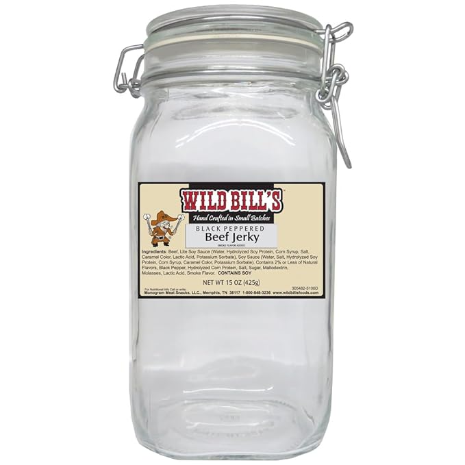 Wild Bill's Black Peppered Beef Jerky Two-Bag Starter Kit (two 15oz bags and 1 jar)