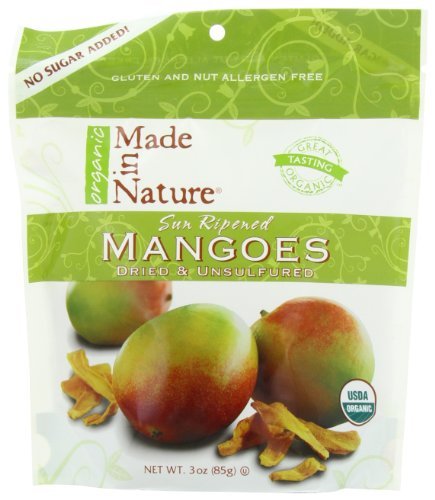 Made In Nature Organic Dried Mangos 3-Ounce Bags (Pack of 6) by Made In Nature