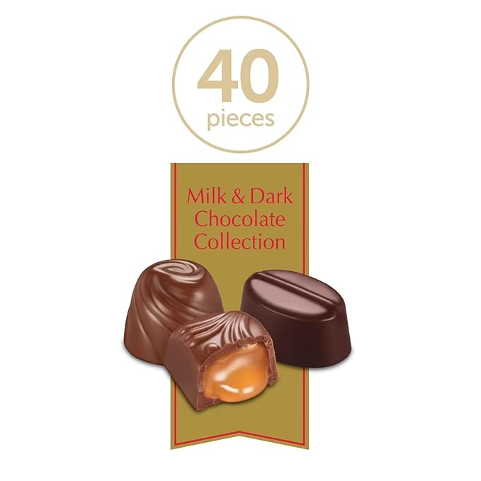 Pot of Gold Valentine's Day Chocolate Assortment Premium Milk &amp Dark Chocolate Box Red Ribbon Heart Gift Box 14.4 oz