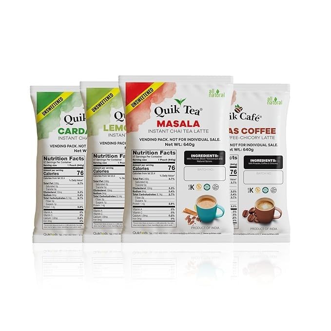 QuikCafé Instant Unsweetened Madras Coffee Latte Premix - Rich Aroma of Coffee and Chicory No artificial colors flavors or preservatives No Sugar Added – 22.57 oz (640g) makes 40 servings Kosher