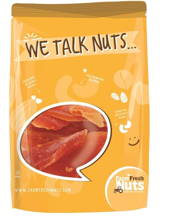 Farm Fresh Nuts Dried Papaya Fruit Snacks 5 Lb Bag – Papaya Strips for Snacking Desserts Baking – Safely Sealed Bag for Prolonged Freshness – Delicious Tropical Taste