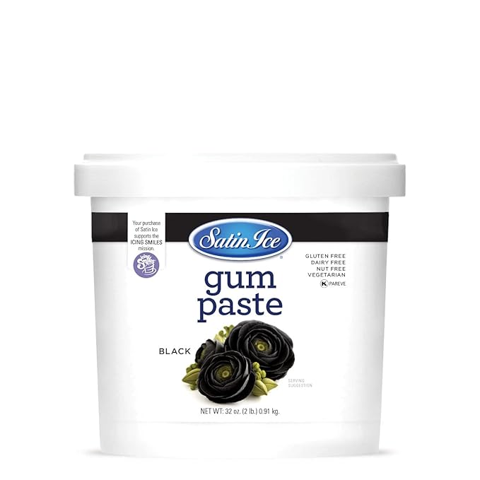 Satin Ice Gum Paste for Cake Decorating Black (2 Pound)