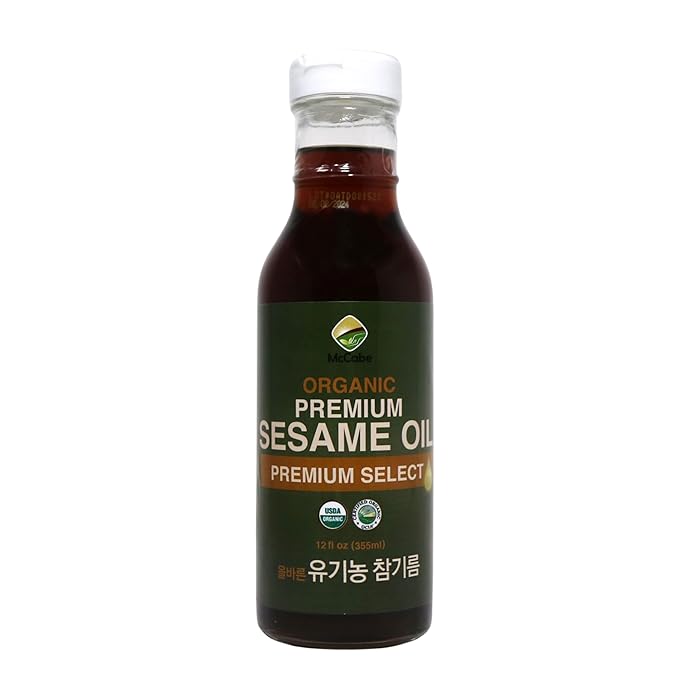 McCabe Organic Premium Sesame Oil - Organic Sesame Oil for Cooking | Rich with Fiber &amp Minerals | USDA and CCOF Certified | Packed in USA | 12 Fl oz