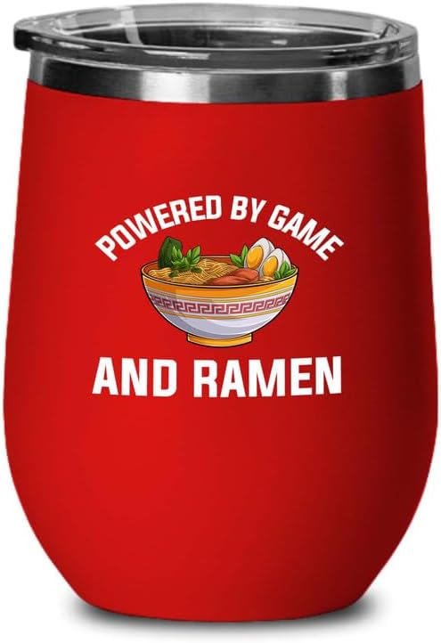 Ramen Lover Red Edition Wine Tumbler 12oz - Powered by game - Food Lovers chicken pumpkin vegan pantry spicy noodles