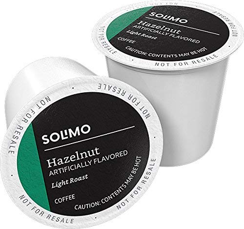 Amazon Brand - Solimo Light Roast Coffee Pods Compatible with Keurig 2.0 K-Cup Brewers Hazelnut Flavored 100 Count (Pack of 1)