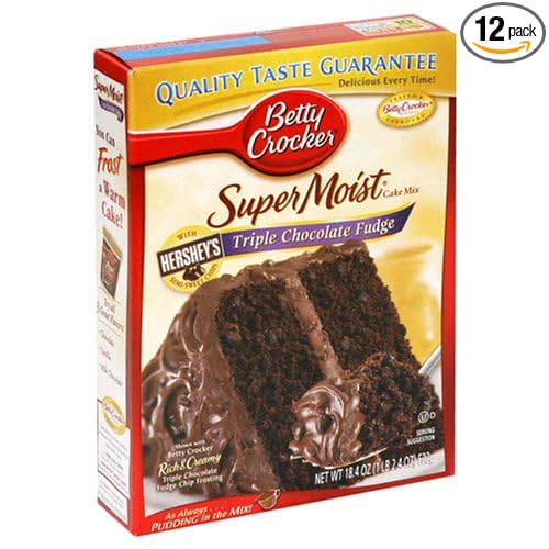 Betty Crocker Supermoist Cake Mix Triple Chocolate Fudge 18.4-Ounce Boxes (Pack of 12)