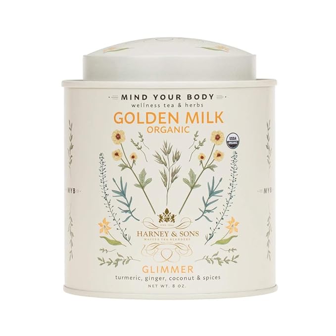 Harney &amp Sons Golden Milk Powder Turmeric Ginger Coconut &amp Spices 8 oz Tin