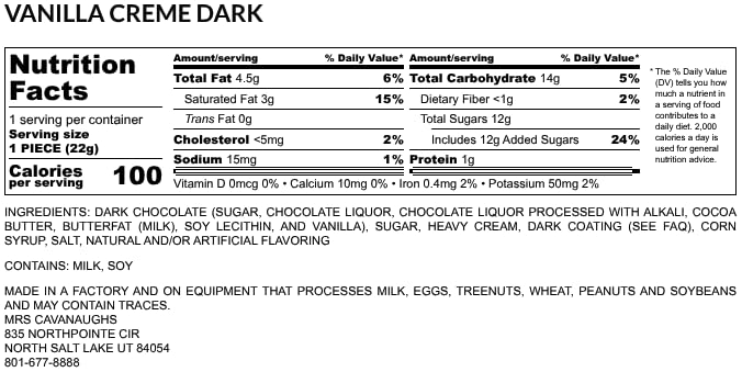Mrs. Cavanaugh's 3 lb Vanilla Cream Dark Chocolate