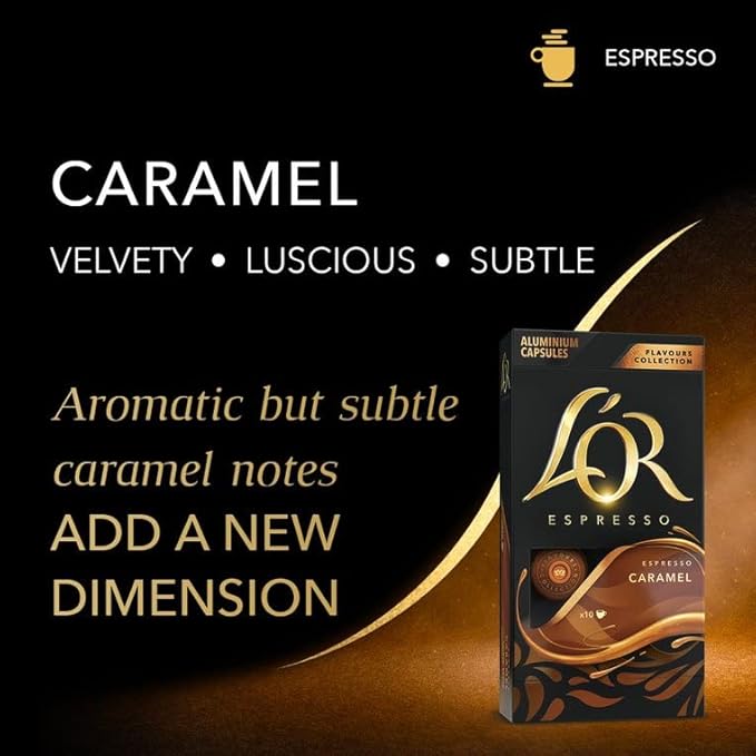 L'OR Espresso Capsules 30 Count Caramel Single-Serve Aluminum Coffee Capsules Compatible with the L'OR BARISTA System &amp *Nespresso Original Machines