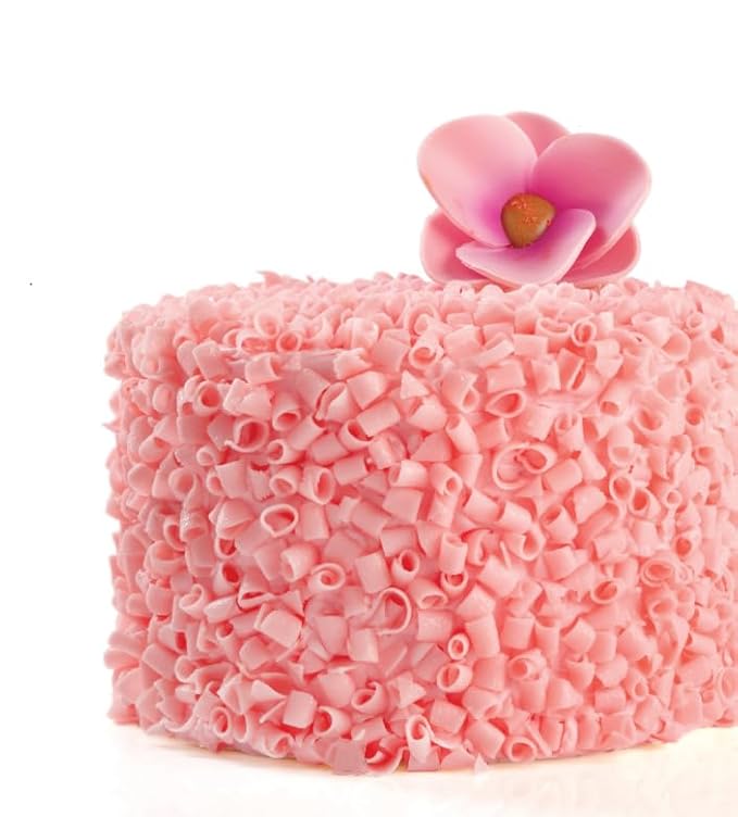 Pastry Chef's Boutique Pink Blossom Belgian Chocolate Curls Topping for Cupcake Hot Cocoa Ice Cream Cookies Cake Decorating - 5 oz