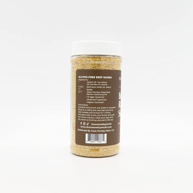 Clean Monday Meals Beef Ramen Seasoning Mix | Dairy Free &amp Gluten Free | 11.07oz | 2 Pack