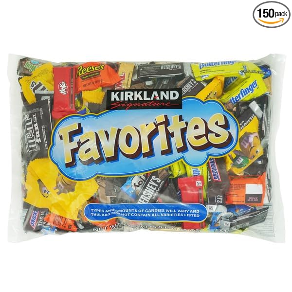 Kirkland Signature All Chocolate Candy Pieces Bulk Assortment for Halloween Parties School: 150 Pcs (5.6 lbs)