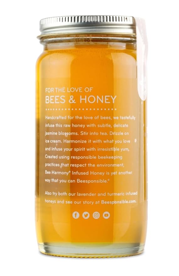 Bee Harmony Jasmine Infused Honey 12 OZ Pack of 2