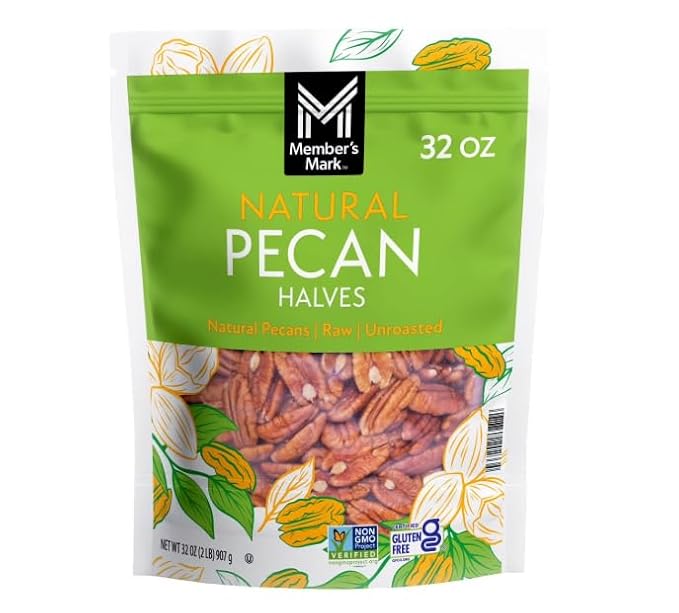 Natural Pecan Halves 32 oz.(1 Pack) Resealable Bag Unsalted Raw Nuts for Cooking Baking &amp Snacking Vegan Protein Keto Snack Healthy Snacks for AdultsGluten Free Raw Pecans Halves