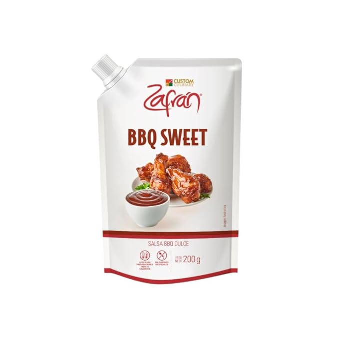 Zafran Salsa Showy 200gr Salsa BBQ Sweet 200gr Salsa Dulce Maiz 200gr Salsa Crema Leña 200gr (4 Pack) Honey BBQ sauce Colombian showy sauce Zafran sweet corn sauce Zafran firewood cream sauce