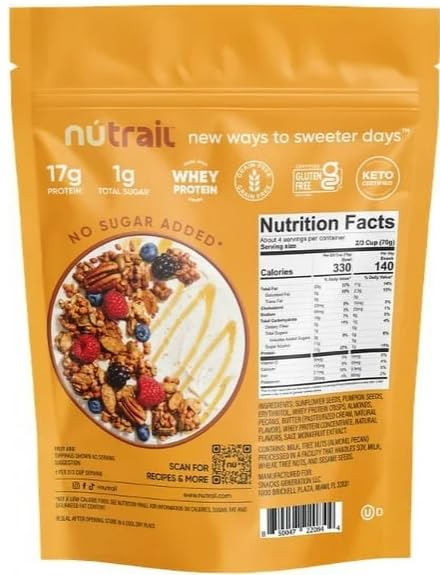 Nut-Traile Honey Nut Protein nut Granola No Sugar Added 22 oz