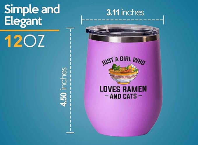Ramen Lover Blue Edition Wine Tumbler 12oz - Just a girl who loves - Food Lovers chicken pumpkin vegan pantry spicy noodles