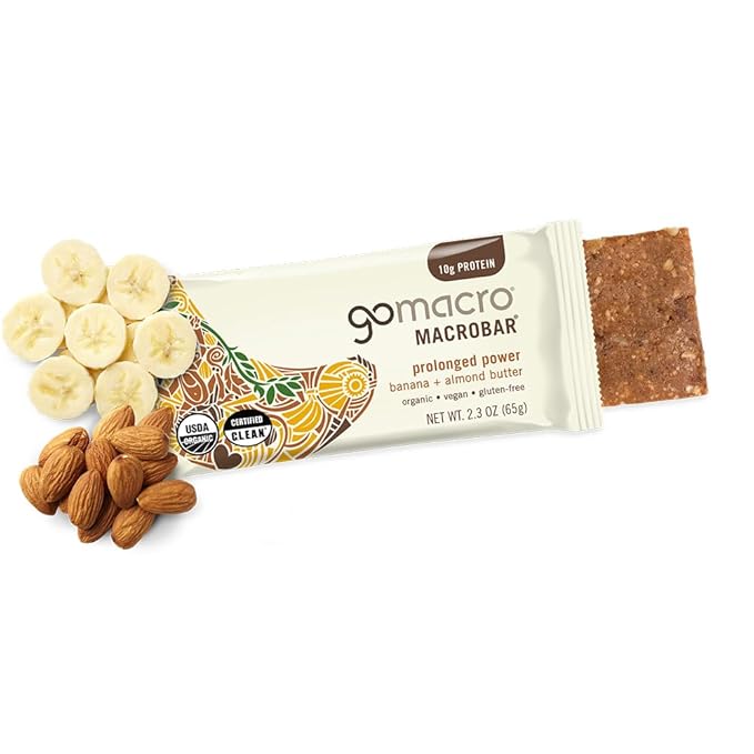 GoMacro MacroBar Organic Vegan Protein Bars - Banana + Almond Butter (2.3 Ounce Bars 12 Count)